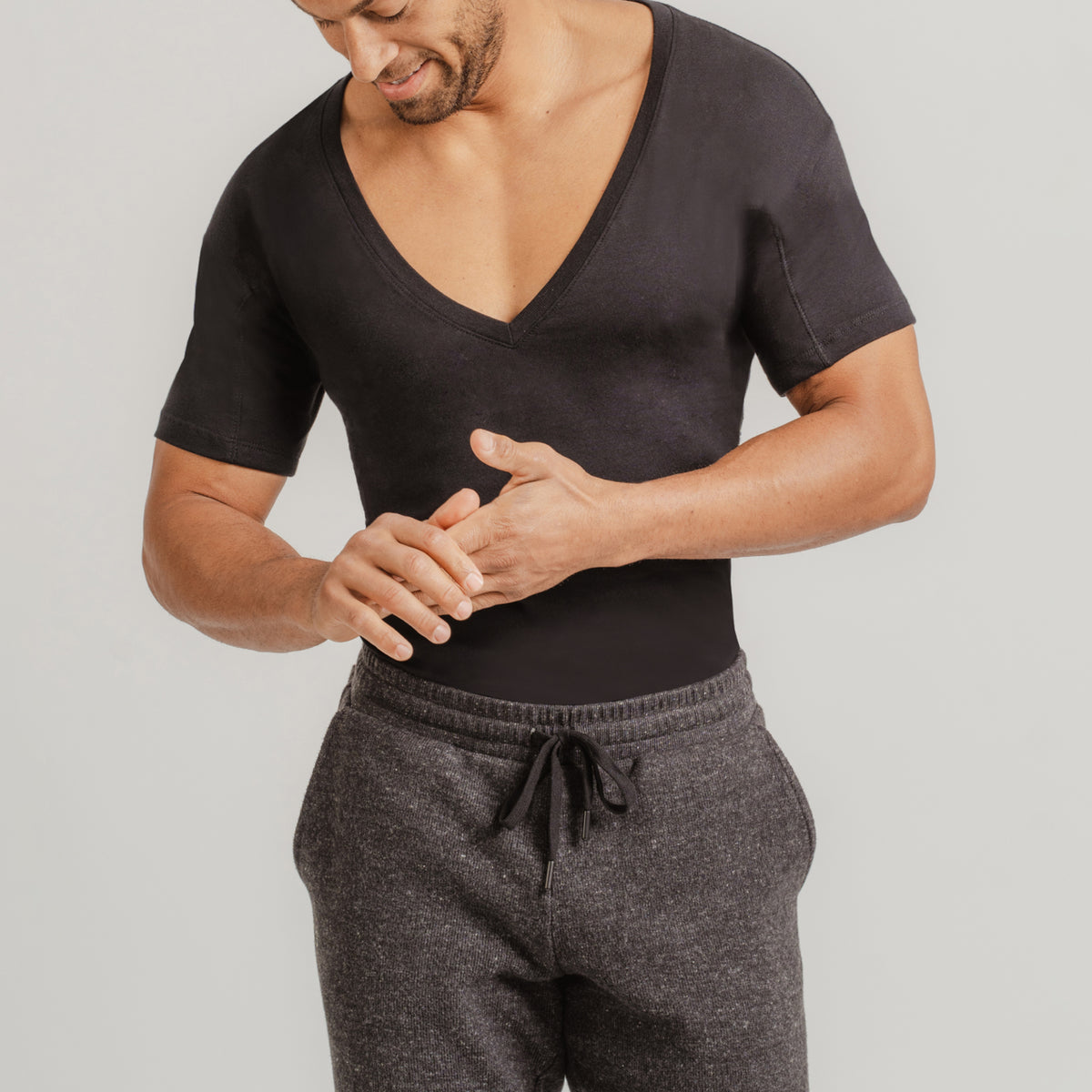 Men’s Sweat Proof - Original Fit Deep V-neck Shirts Pack of 4