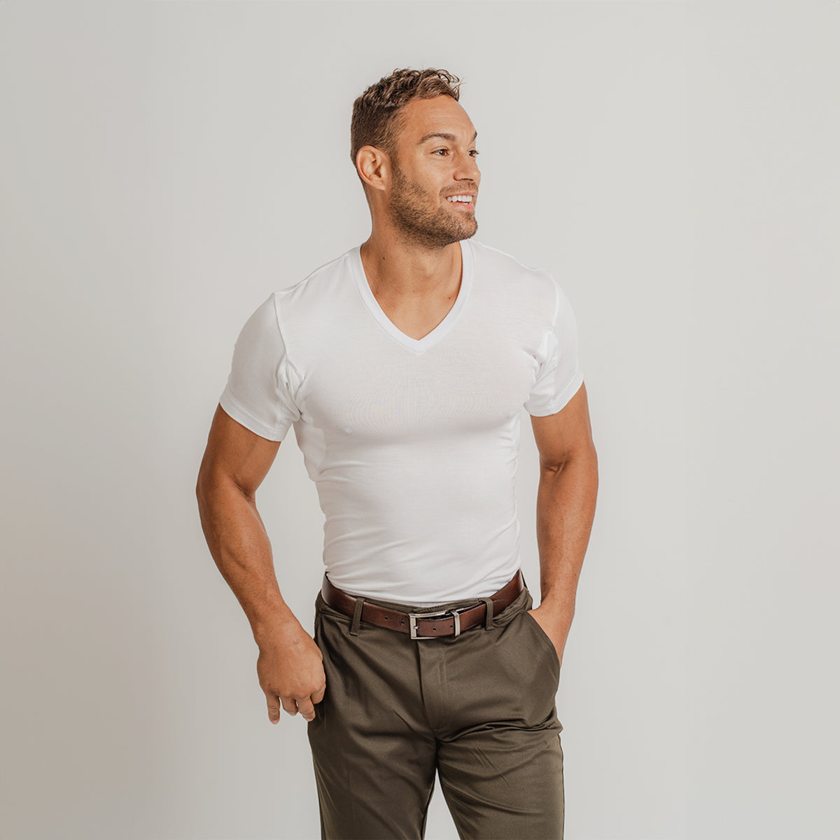 Men's Sweat Proof Undershirt - Slim Fit V-neck