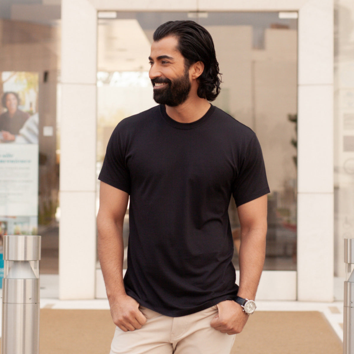 Men’s LUX Supima Black T-Shirt With Odor Shield™