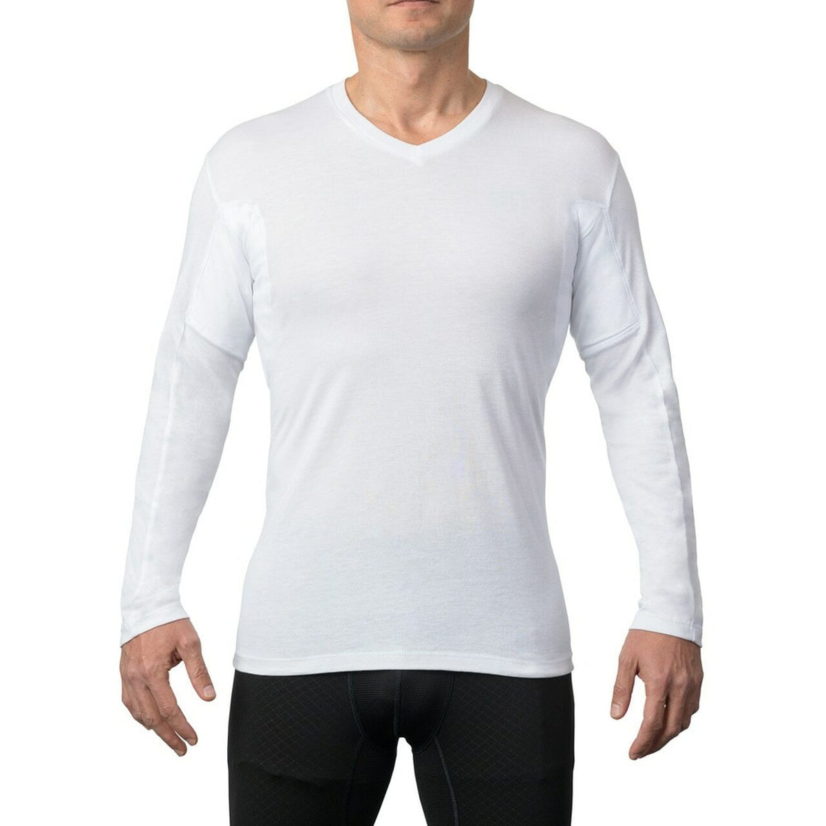 Men's Sweat Proof Long Sleeve V-neck Undershirt - Pack of 4