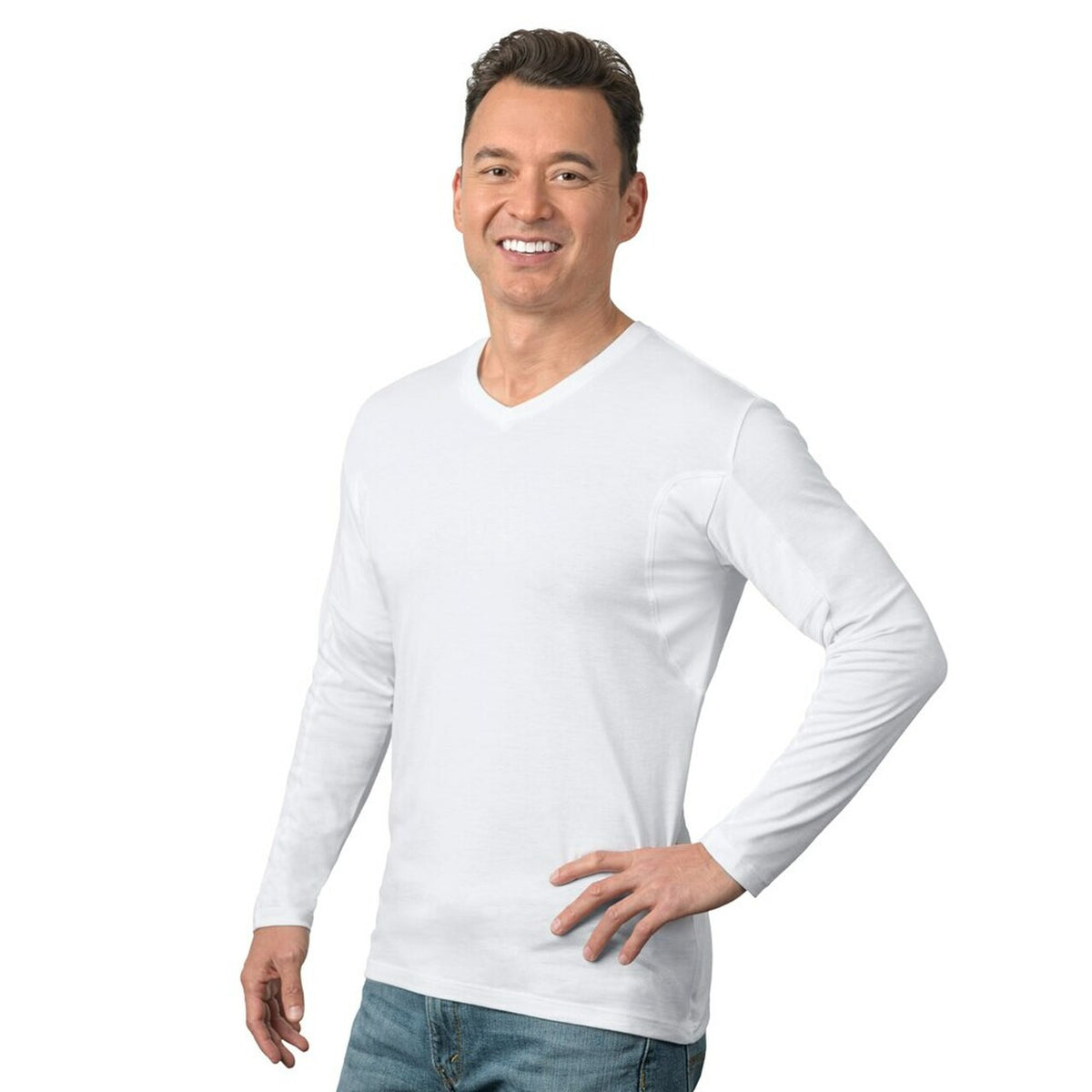 Men's Sweat Proof Long Sleeve V-neck Undershirt - Pack of 4