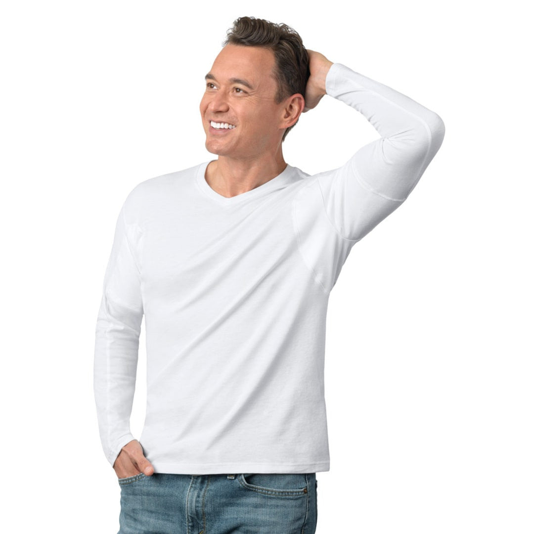 Men's Sweat Proof Long Sleeve V-neck Undershirt - Pack of 4