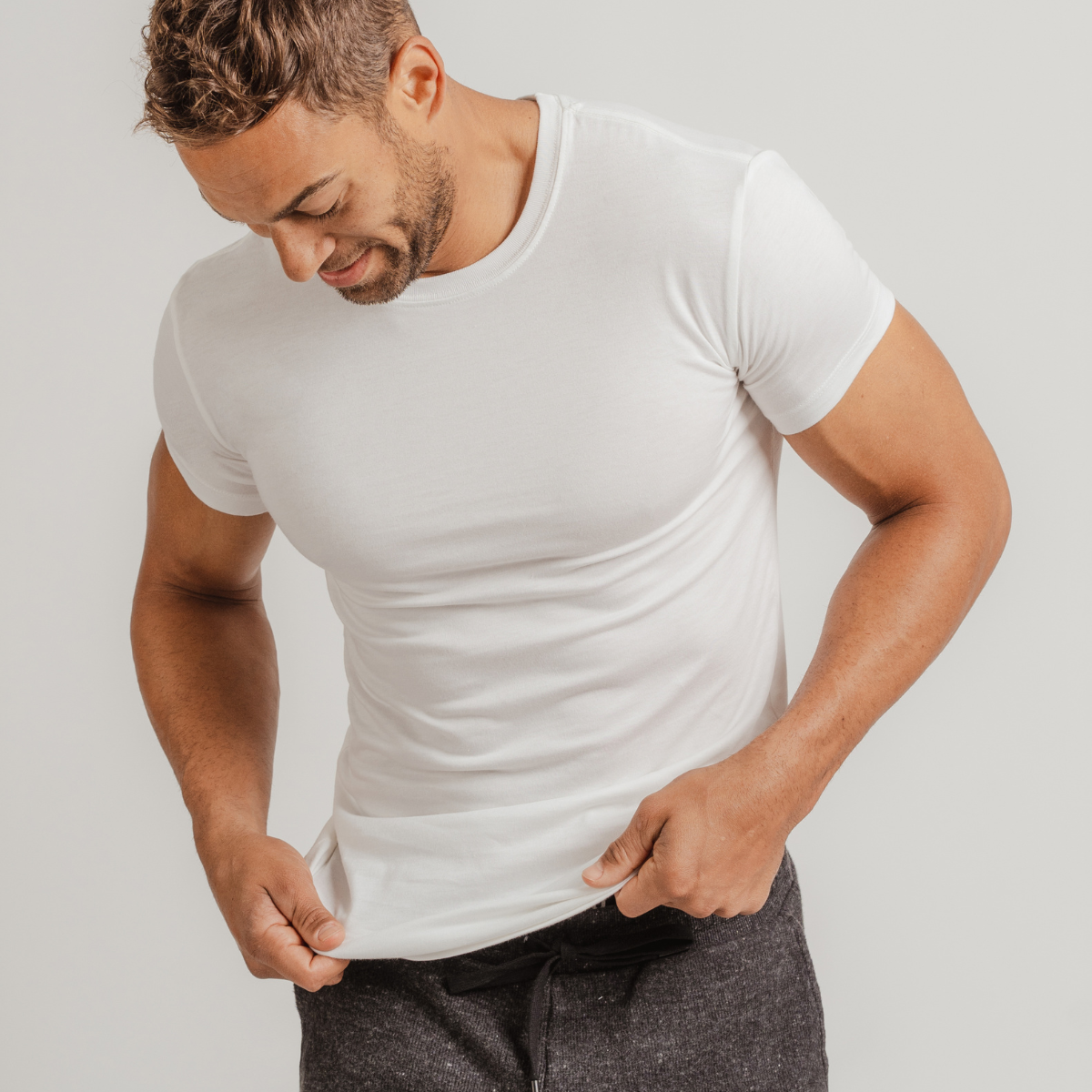 Men’s Premium Anti Odor Undershirt -  Supima Cotton MicroModal Blend - Fitted Crewneck