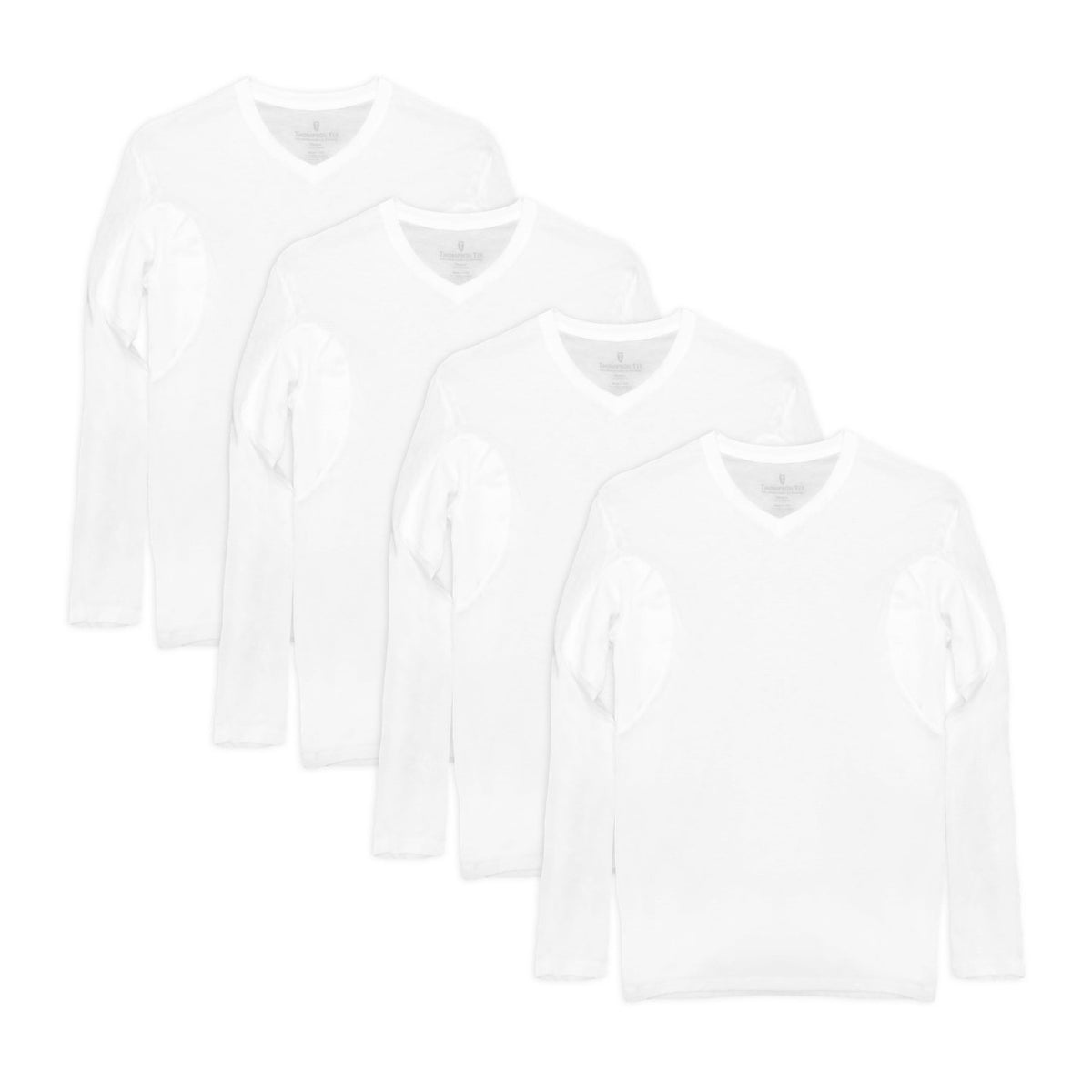 Men's Sweat Proof Long Sleeve V-neck Undershirt - Pack of 4