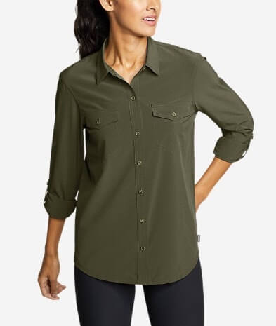 Eddie Bauer Women's Departure 2.0 Long-Sleeve Shirt (White,XX